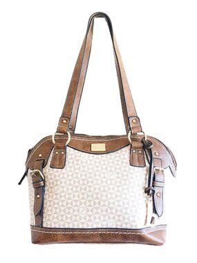 b.o.c. Born Concept Brown Tan Print Shoulder Bag Multi Compartment Purse